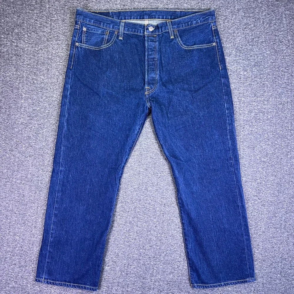 Levis 501 Jeans‎ Mens 40x30 Dark Blue Classic Original Straight Button Fly Denim